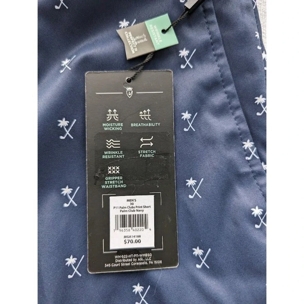 Mens Walter Hagen Perfect 11 Majors Golf Shorts Size 30 Palm Trees Navy Blue NEW